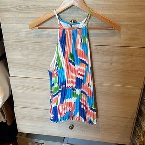 Milly Multi Color Pleated Halter Blouse